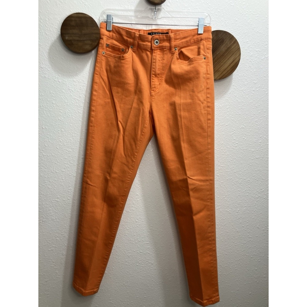 Lauren Ralph Lauren Bright Orange Skinny Jeans